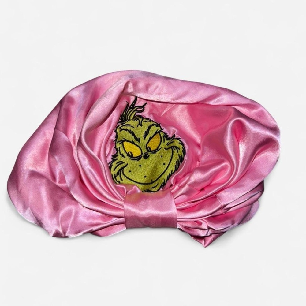 Source Unknown Pink Satin Scarf with Grinch Design